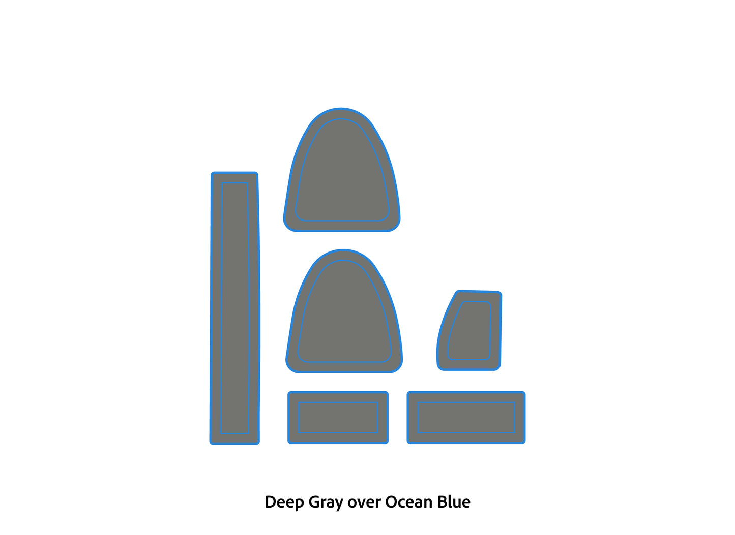 Dura-Deck Triton TR20 eva foam accessory set in deep gray over ocean blue