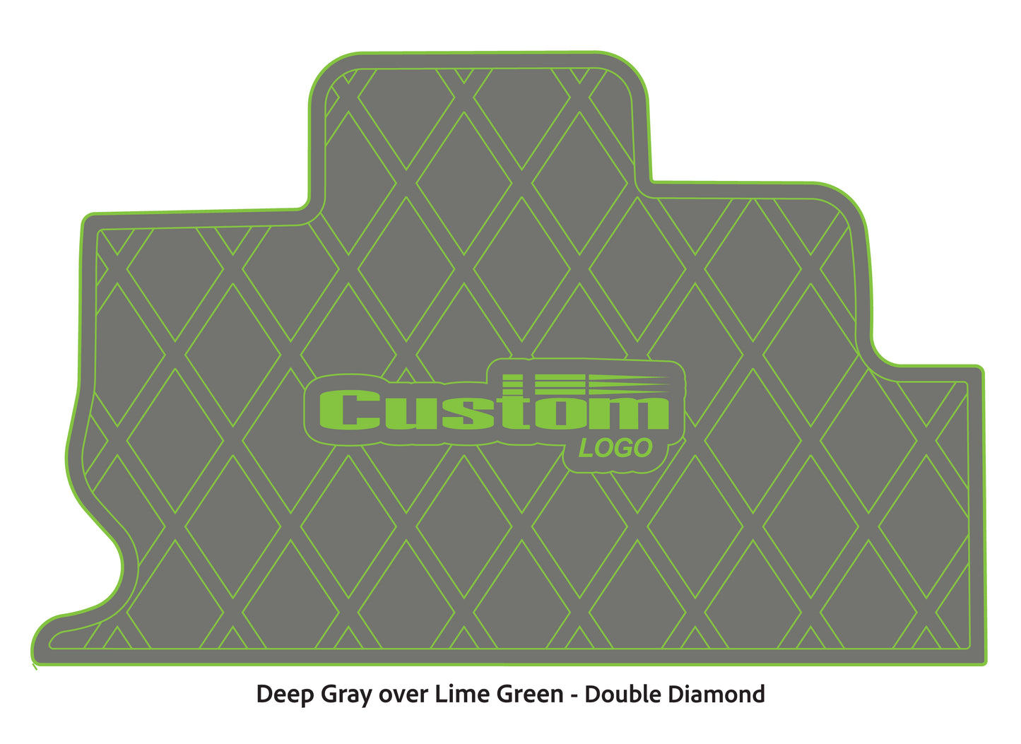 Dura-Deck Triton TR22 custom eva foam bass boat flooring in deep gray over lime green double diamond pattern