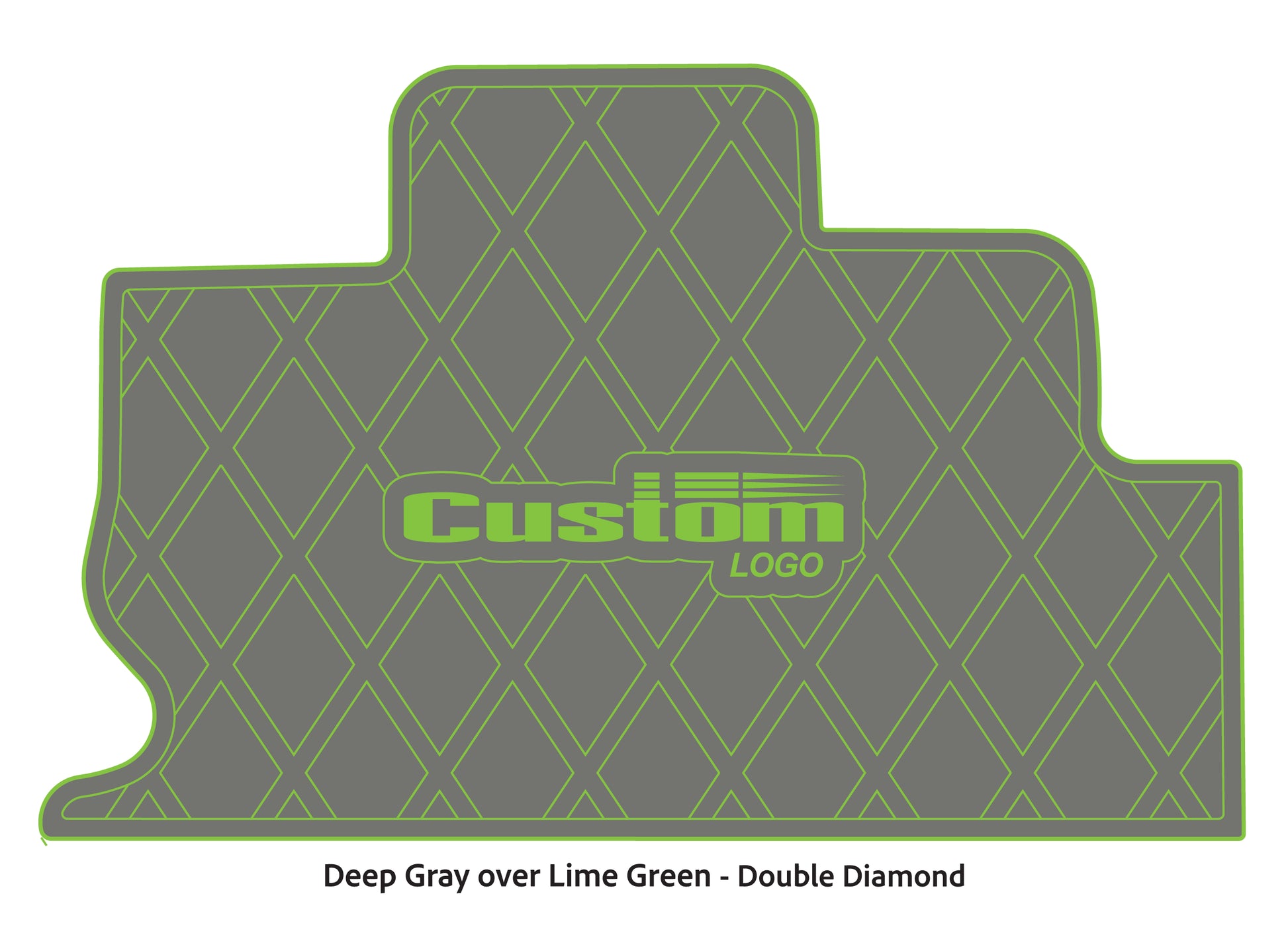 Dura-Deck Triton TR22 custom eva foam bass boat flooring in deep gray over lime green double diamond pattern