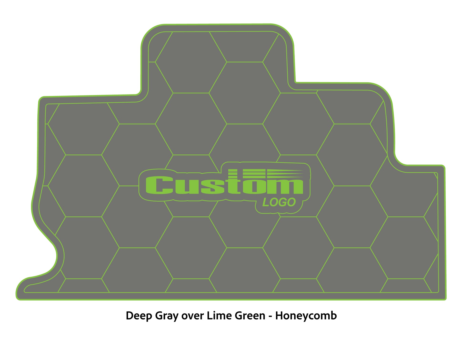Dura-Deck Triton TR22 custom eva foam bass boat flooring in deep gray over lime green honeycomb pattern