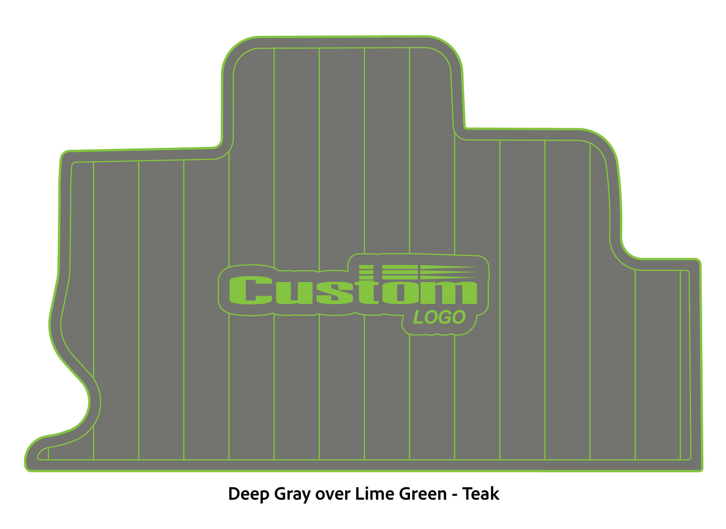 Dura-Deck Triton TR22 custom eva foam bass boat flooring in deep gray over lime green teak pattern