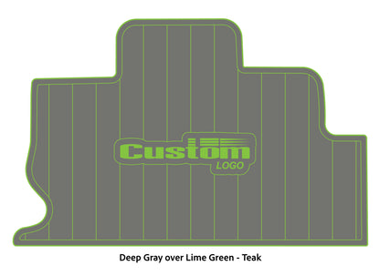 Dura-Deck Triton TR22 custom eva foam bass boat flooring in deep gray over lime green teak pattern