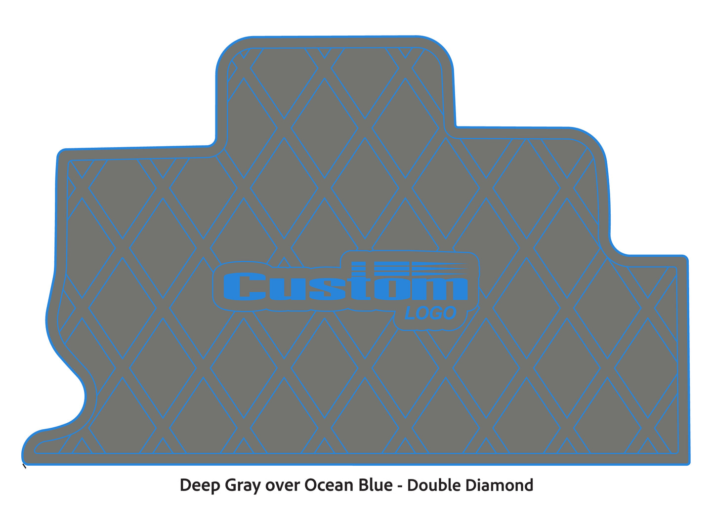 Dura-Deck Triton TR22 custom eva foam bass boat flooring in deep gray over ocean blue double diamond pattern