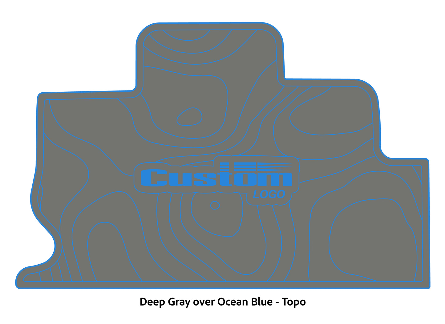 Dura-Deck Triton TR22 custom eva foam bass boat flooring in deep gray over ocean blue topo pattern