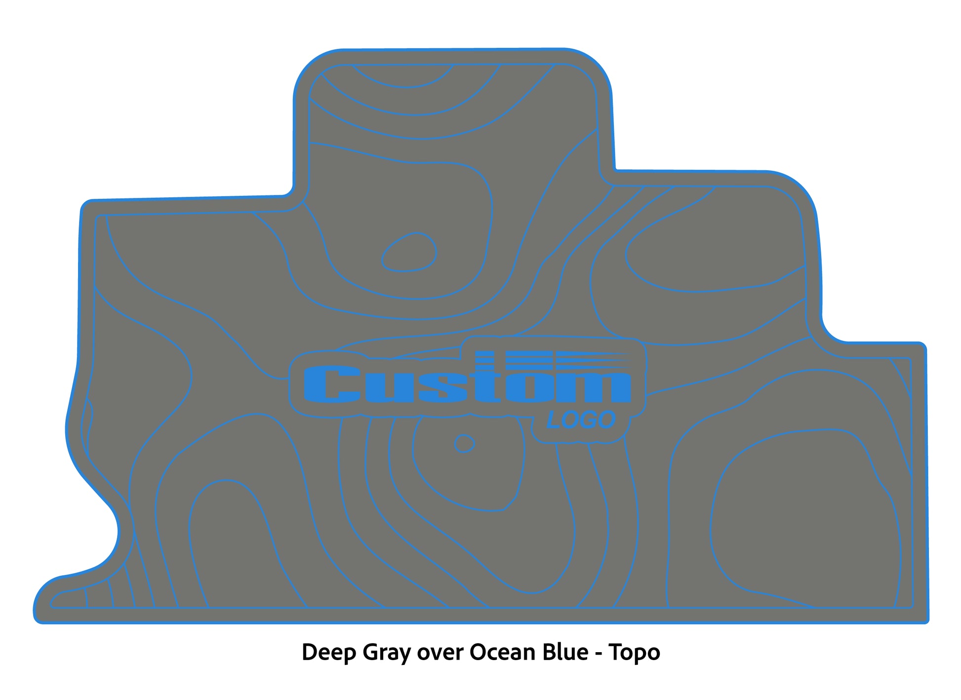 Dura-Deck Triton TR22 custom eva foam bass boat flooring in deep gray over ocean blue topo pattern