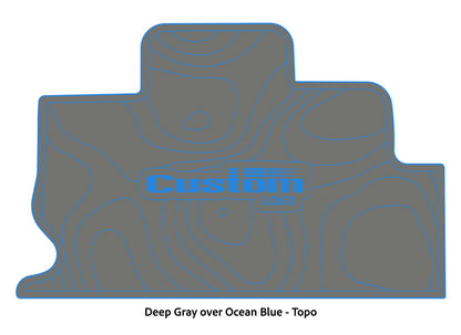 Dura-Deck Triton TR22 custom eva foam bass boat flooring in deep gray over ocean blue topo pattern