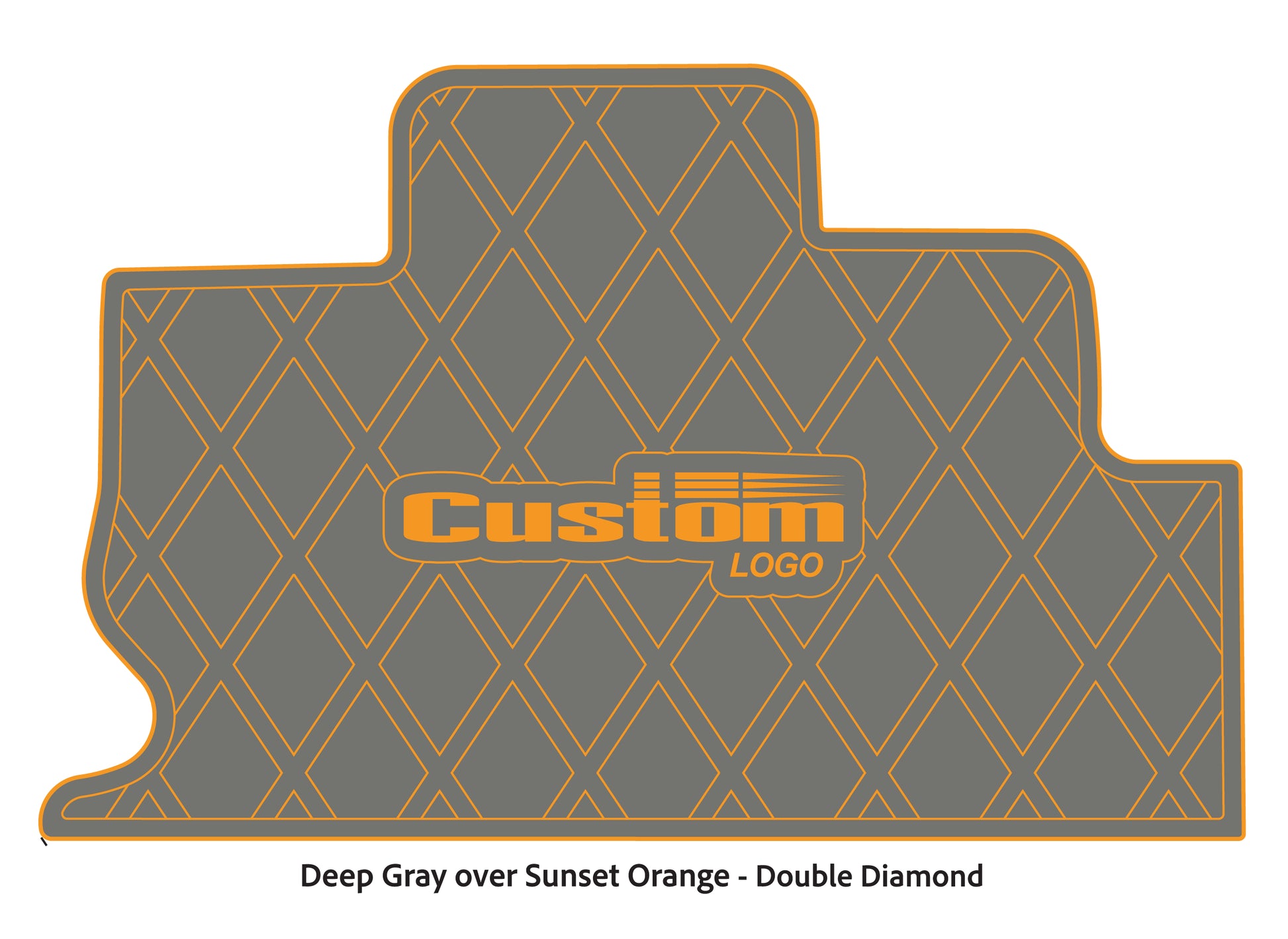 Dura-Deck Triton TR22 custom eva foam bass boat flooring in deep gray over sunset orange double diamond pattern