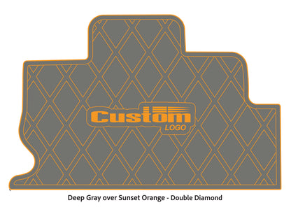 Dura-Deck Triton TR22 custom eva foam bass boat flooring in deep gray over sunset orange double diamond pattern