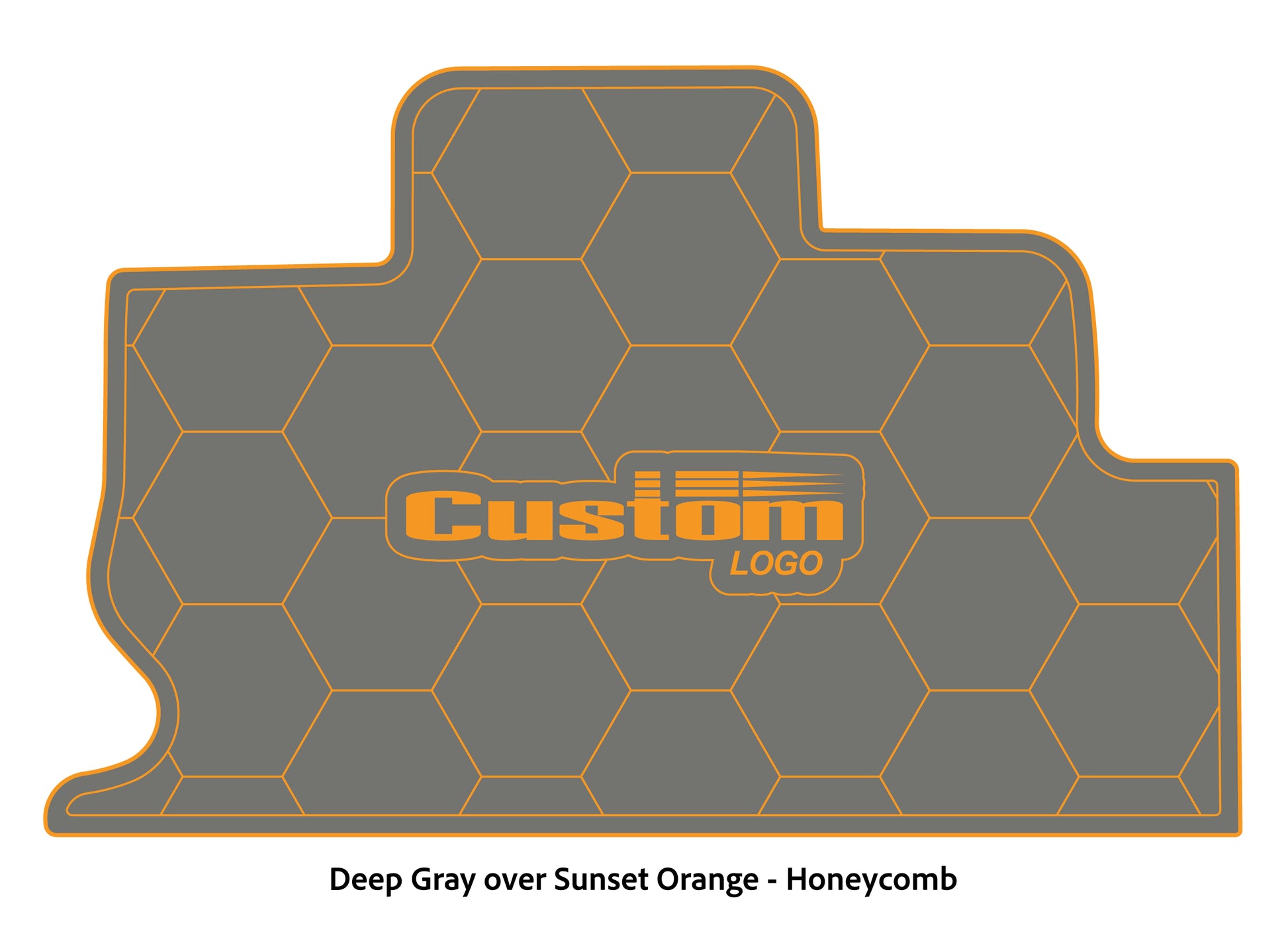 Dura-Deck Triton TR22 custom eva foam bass boat flooring in deep gray over sunset orange honeycomb pattern