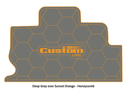 Dura-Deck Triton TR22 custom eva foam bass boat flooring in deep gray over sunset orange honeycomb pattern