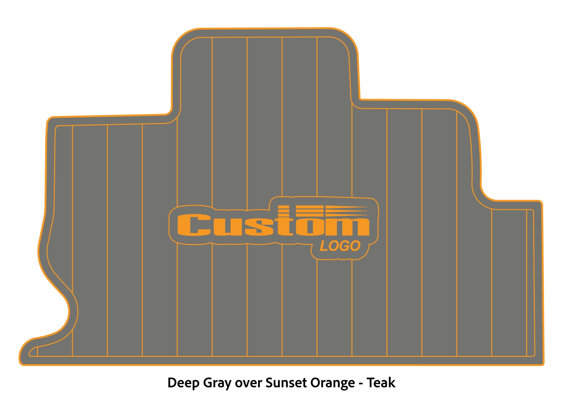 Dura-Deck Triton TR22 custom eva foam bass boat flooring in deep gray over sunset orange teak pattern