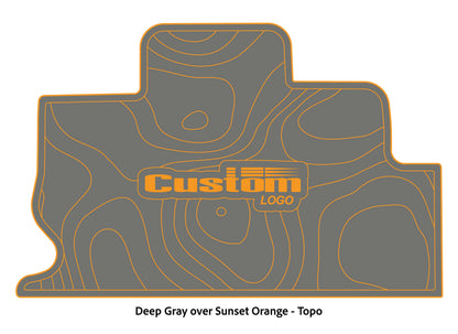 Dura-Deck Triton TR22 custom eva foam bass boat flooring in deep gray over sunset orange topo pattern