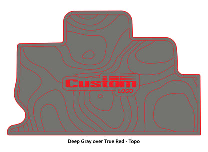 Dura-Deck Triton TR22 custom eva foam bass boat flooring in deep gray over true red topo pattern