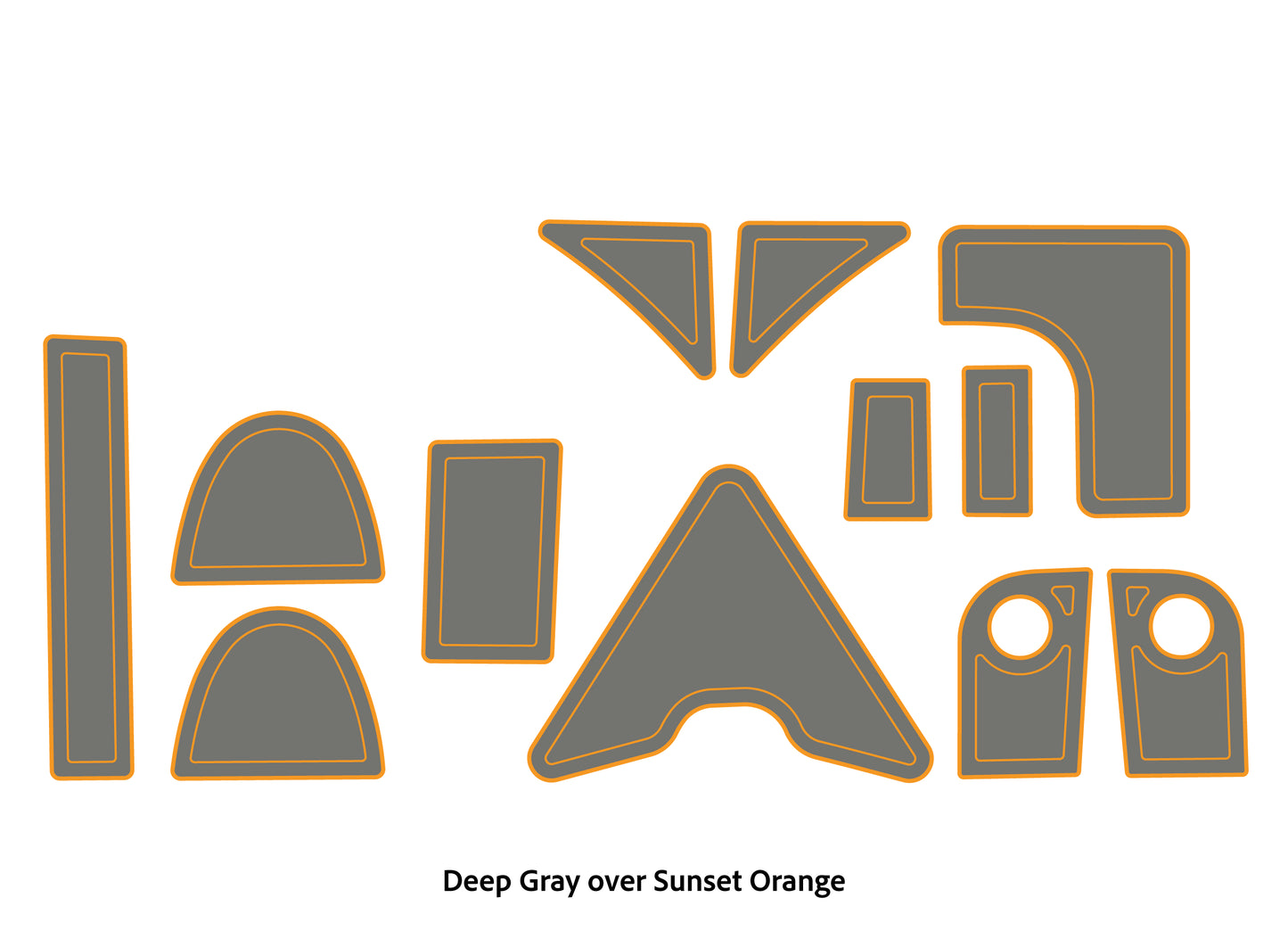 Dura-Deck Triton TR22 eva foam accessory pad set in deep gray over sunset orange.
