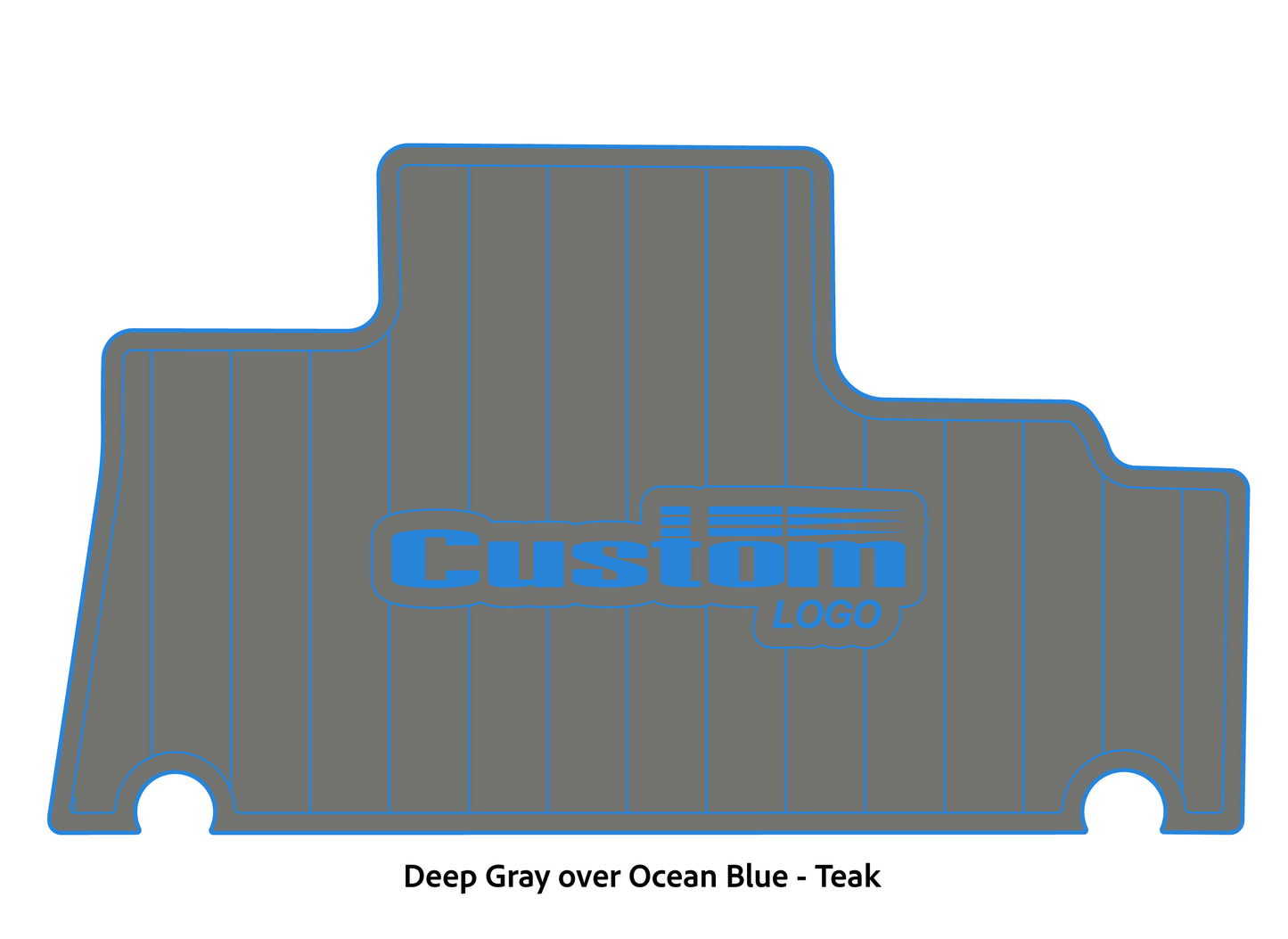 Dura-Deck Triton TR196 custom EVA foam bass boat flooring in deep gray over ocean blue teak pattern