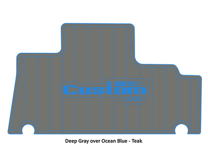 Dura-Deck Triton TR196 custom EVA foam bass boat flooring in deep gray over ocean blue teak pattern