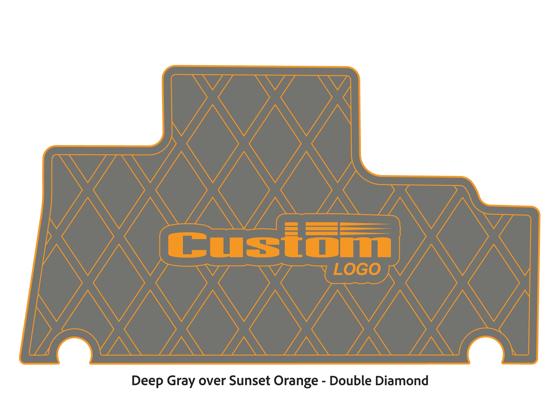 Dura-deck Triton TR196 custom EVA foam bass boat flooring in deep gray over sunset orange double diamond pattern