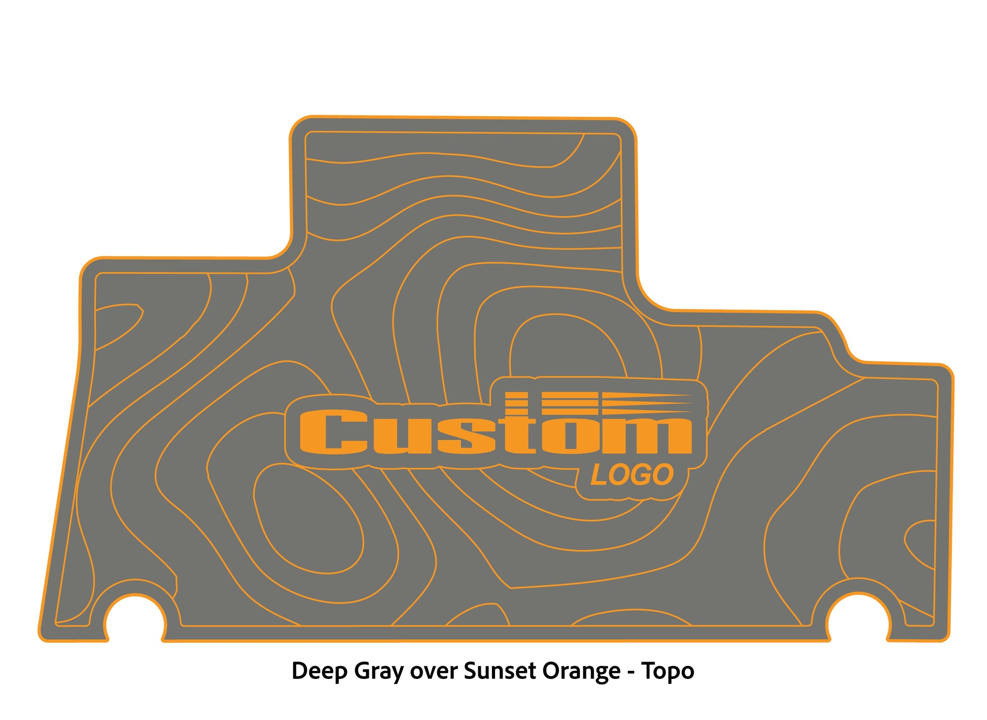 Dura-deck Triton TR196 custom EVA foam bass boat flooring in deep gray over sunset orange topo pattern