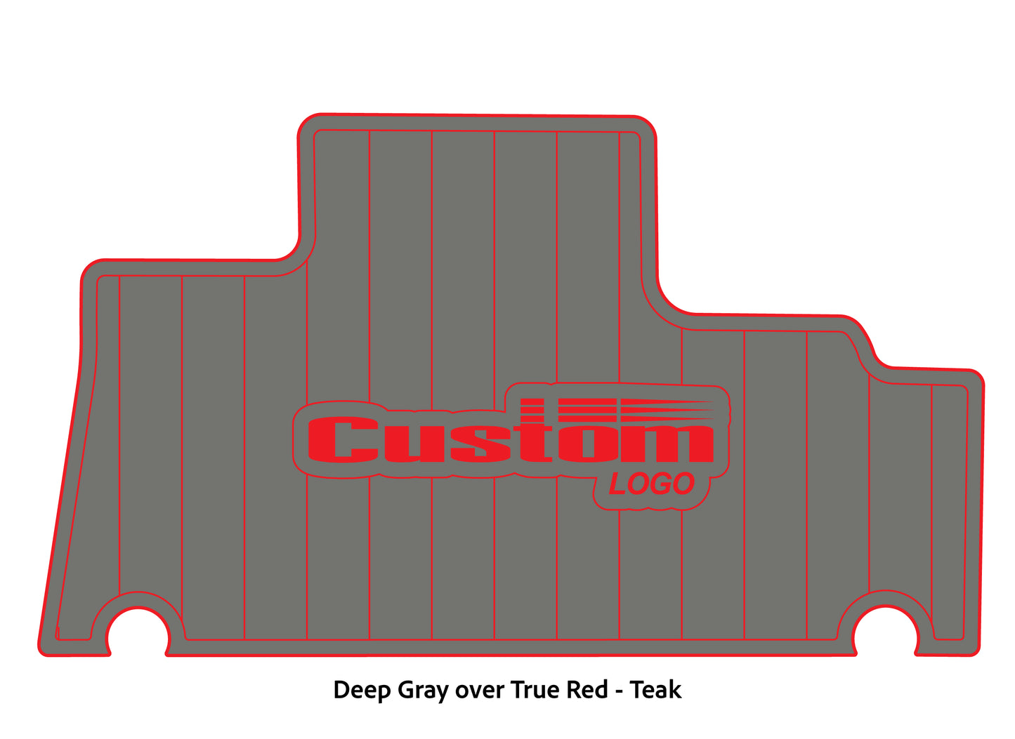 Dura-Deck Triton TR196 custom EVA foam bass boat flooring in deep gray over true red teak pattern