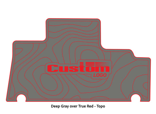 Dura-Deck Triton TR196 custom EVA foam bass boat flooring in deep gray over true red topo pattern