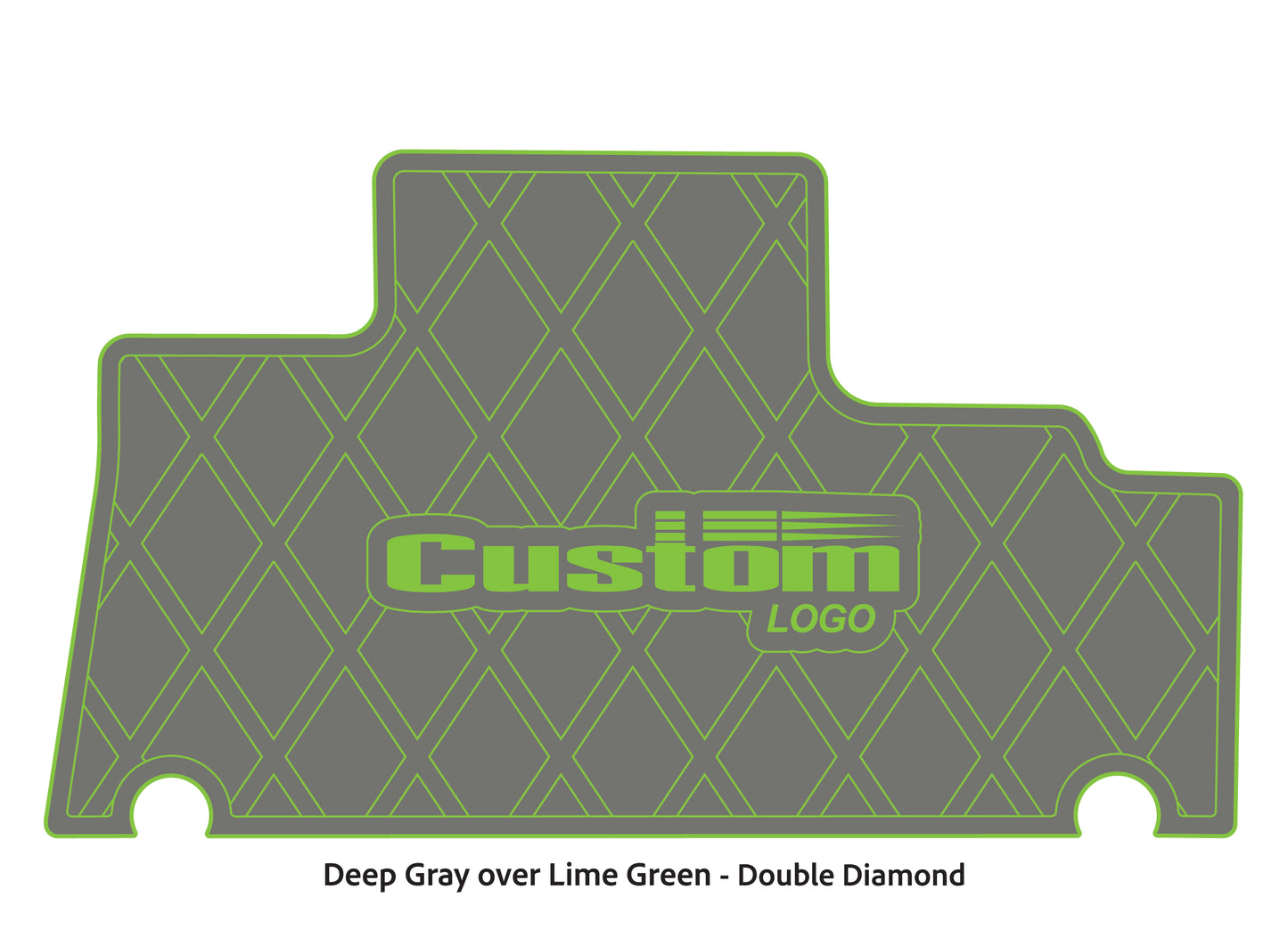 Dura-Deck Triton Tr196 custom EVA foam bass boat flooring in deep gray over lime green double diamond pattern
