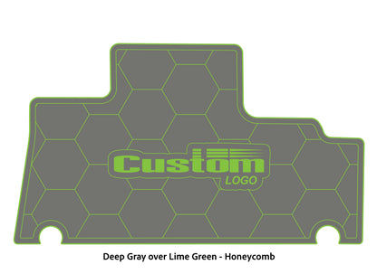 Dura-Deck Triton TR196 custom EVA foam bass boat flooring deep gray over lime green honeycomb pattern