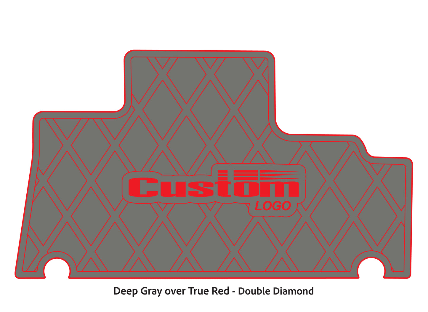 Dura-Deck Triton TR196 custom EVA foam bass boat flooring in deep gray over true red double diamond pattern