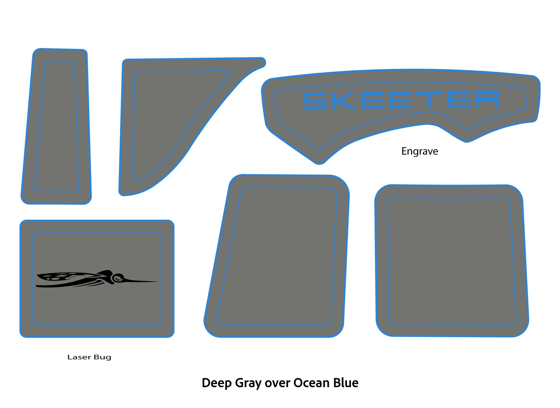 Dura-Deck Skeeter 20i eva foam accessory pad set in deep gray over ocean blue