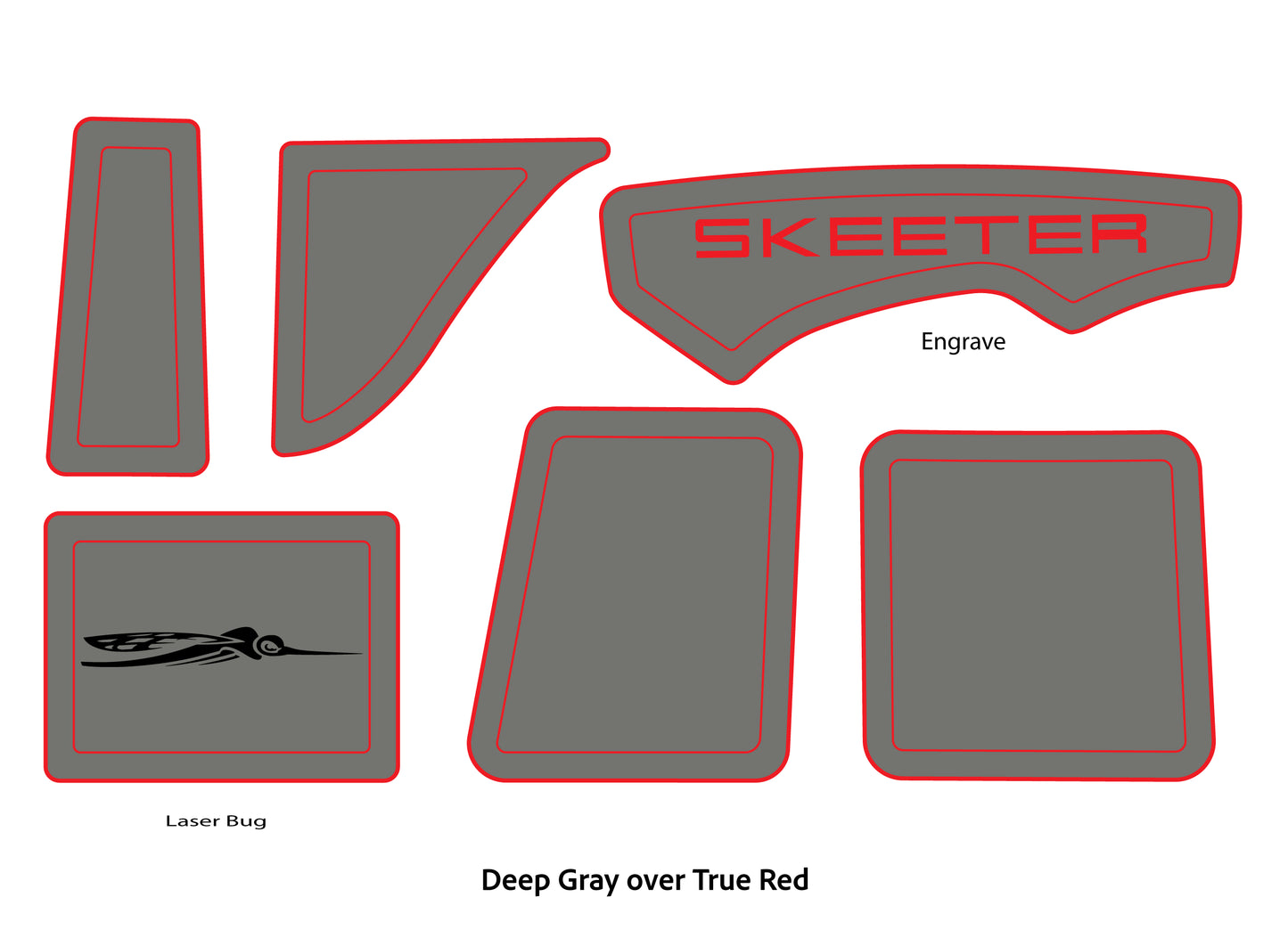 Dura-Deck Skeeter 20i eva foam accessory pad set in deep gray over true red