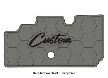 Dura-Deck Basscat Cougar custom EVA foam bass boat flooring in deep gray over black honeycomb pattern