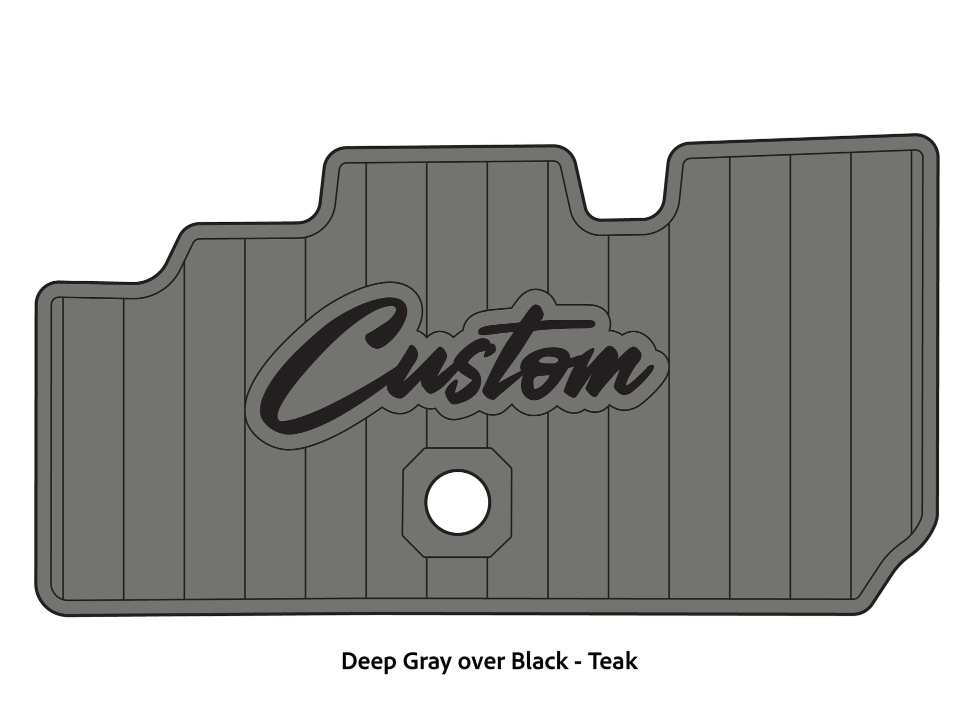 Dura-Deck Basscat Cougar custom EVA foam bass boat flooring in deep gray over black teak pattern