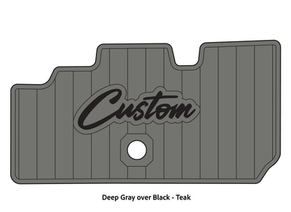 Dura-Deck Basscat Cougar custom EVA foam bass boat flooring in deep gray over black teak pattern
