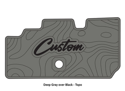 Dura-Deck Basscat Cougar custom EVA foam bass boat flooring in deep gray over black topo pattern