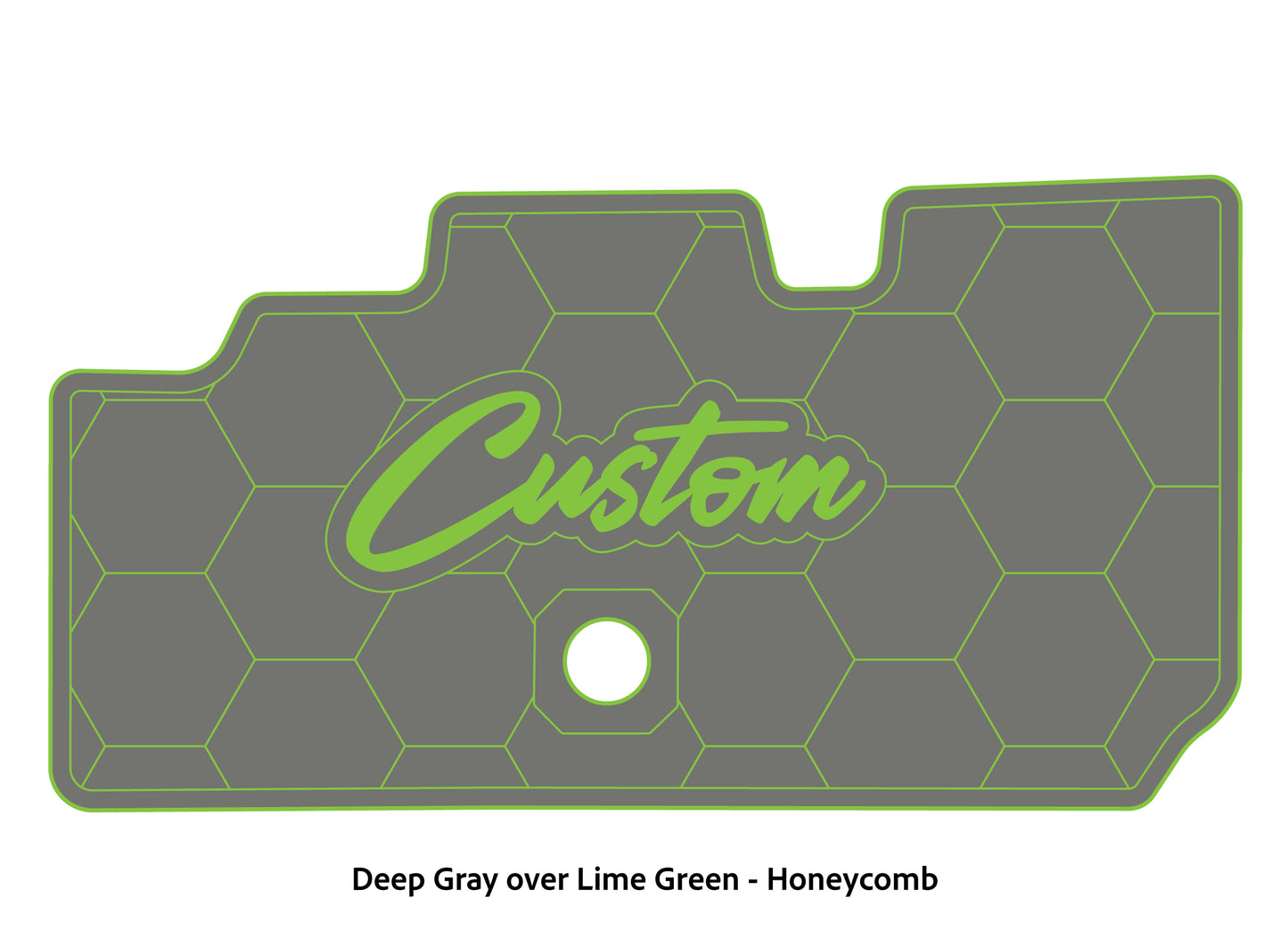 Dura-Deck Basscat Cougar custom EVA foam bass boat flooring in deep gray over lime green honeycomb pattern