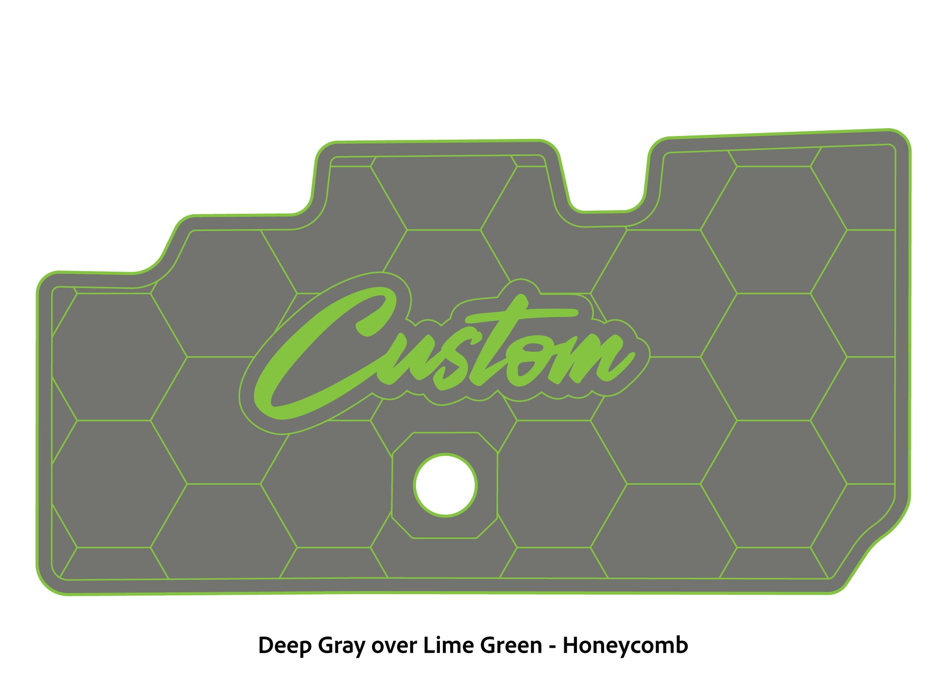 Dura-Deck Basscat Cougar custom EVA foam bass boat flooring in deep gray over lime green honeycomb pattern