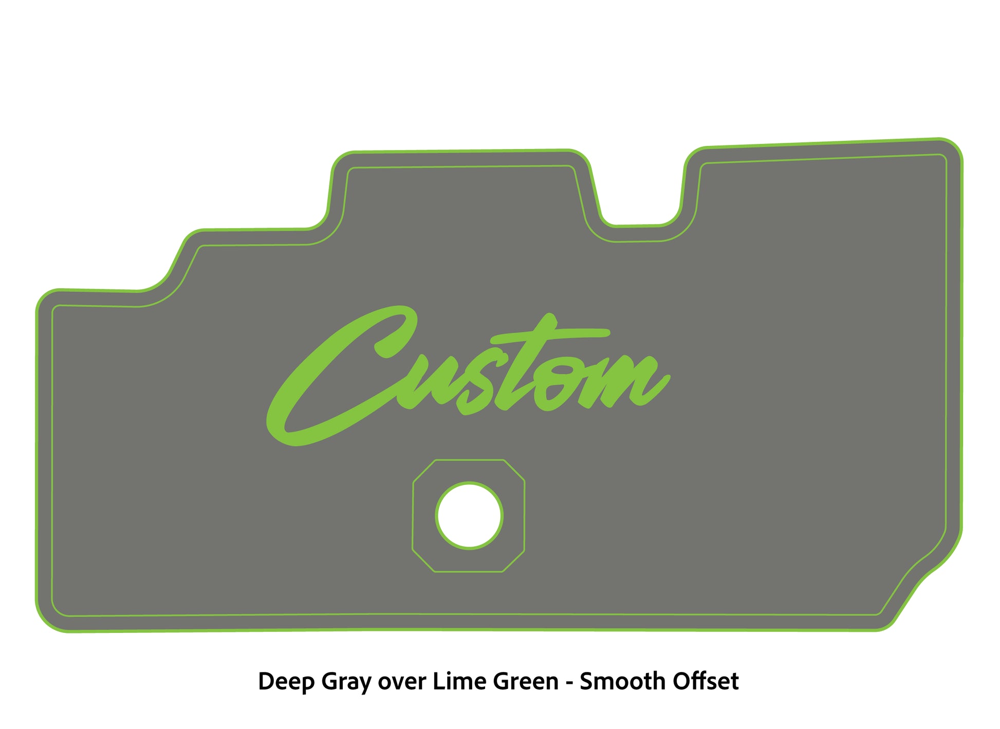 Dura-Deck Basscat Cougar custom EVA foam bass boat flooring in deep gray over lime green smooth offset