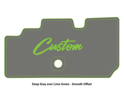 Dura-Deck Basscat Cougar custom EVA foam bass boat flooring in deep gray over lime green smooth offset