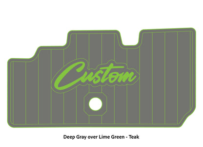Dura-Deck Basscat Cougar custom EVA foam bass boat flooring in deep gray over lime green teak pattern