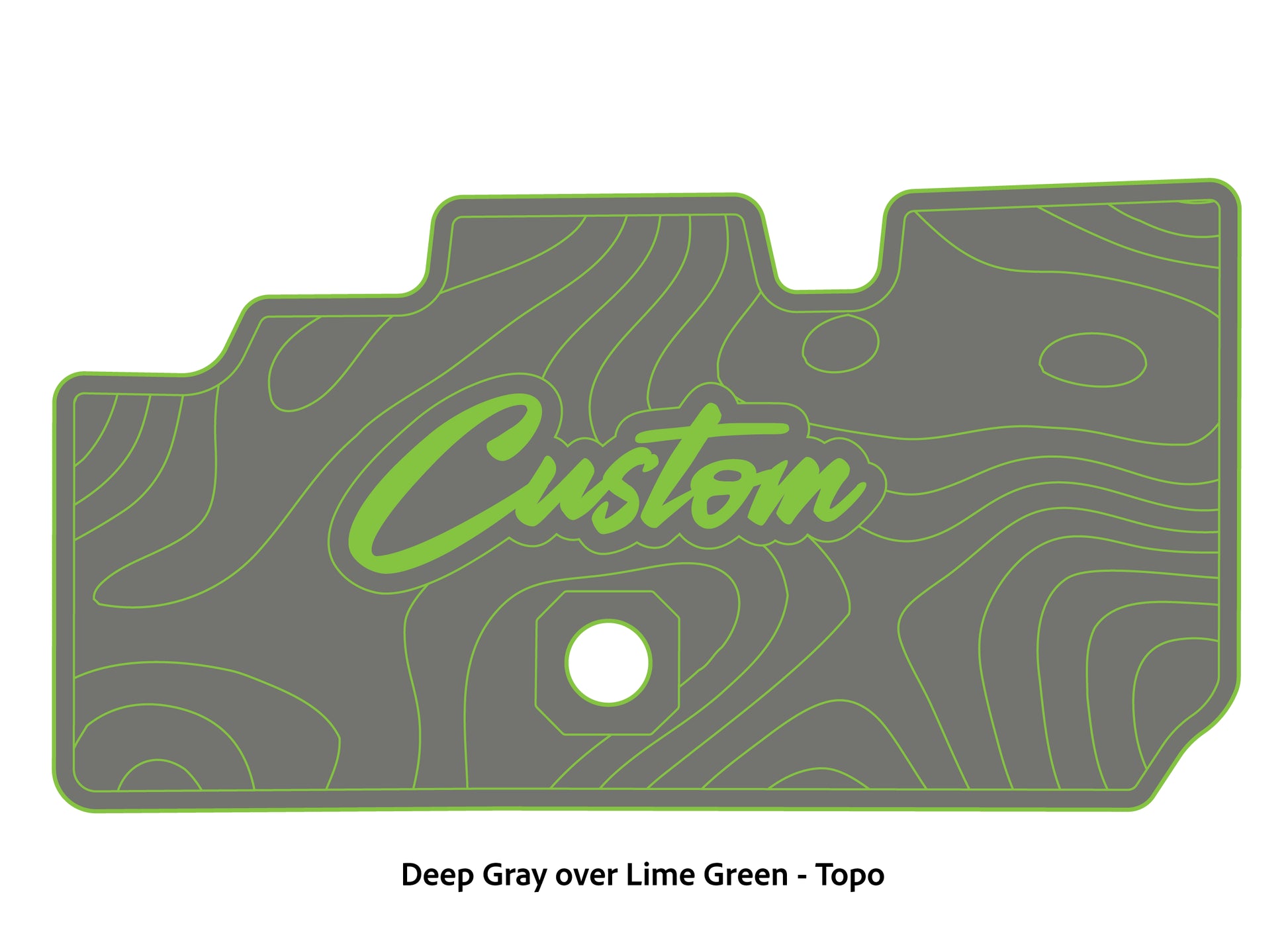 Dura-Deck Basscat Cougar custom EVA foam bass boat flooring in deep gray over lime green topo pattern