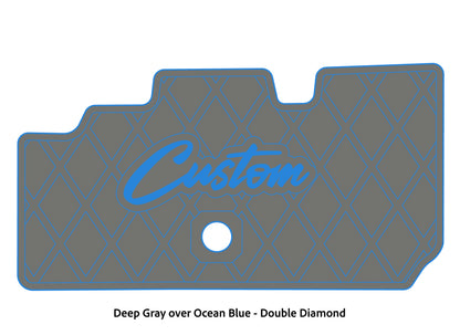 Dura-Deck Basscat Cougar custom EVA foam bass boat flooring in deep gray over ocean blue double diamond