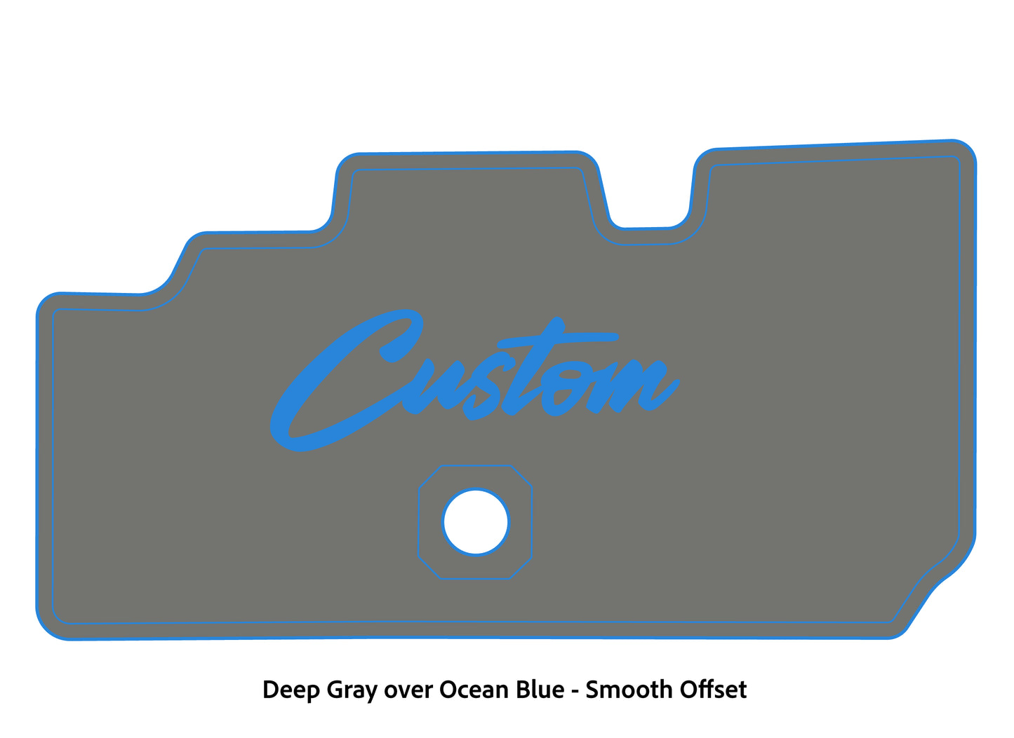 Dura-Deck Basscat Cougar custom EVA foam bass boat flooring in deep gray over ocean blue smooth offset pattern