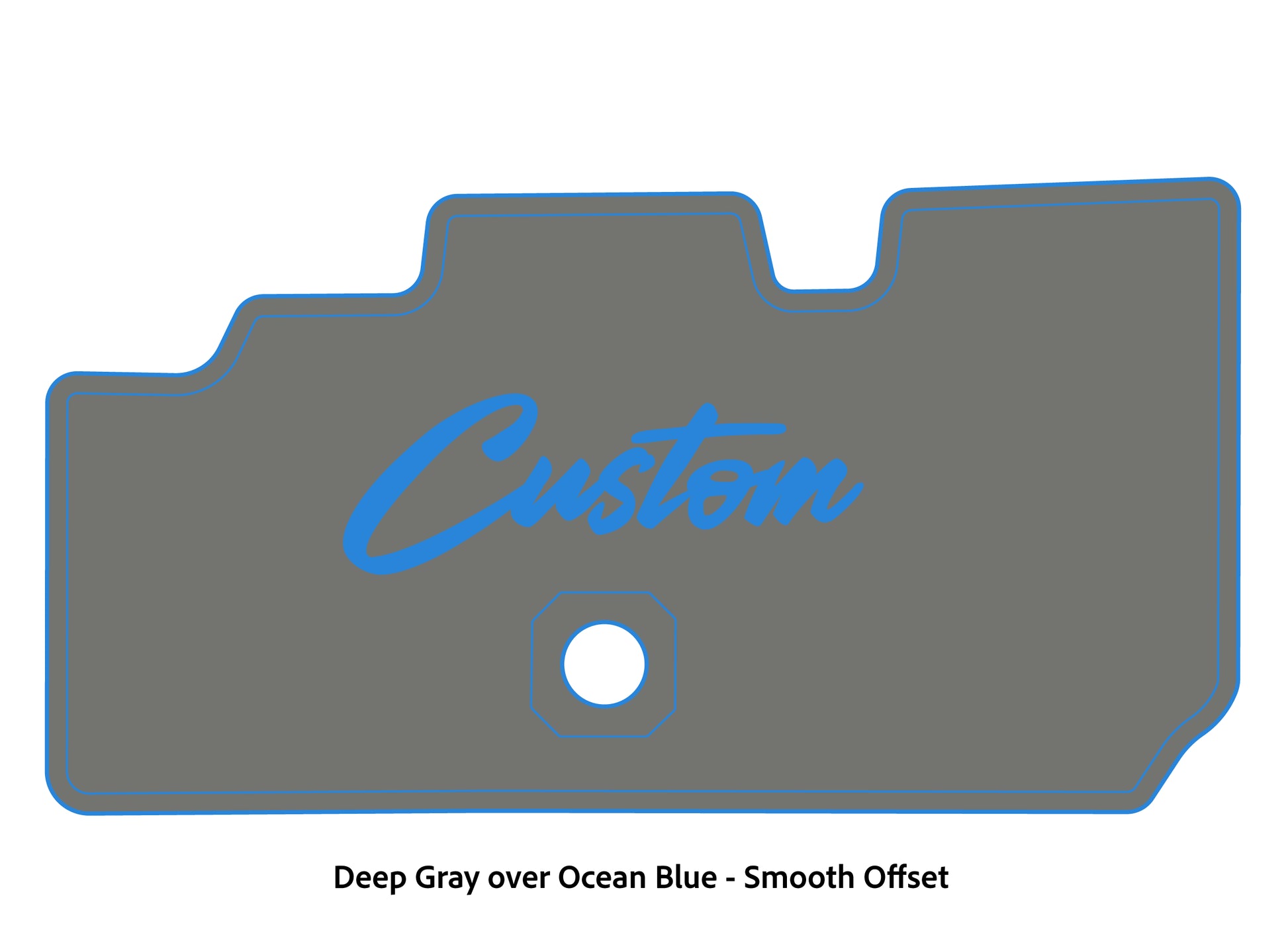 Dura-Deck Basscat Cougar custom EVA foam bass boat flooring in deep gray over ocean blue smooth offset pattern