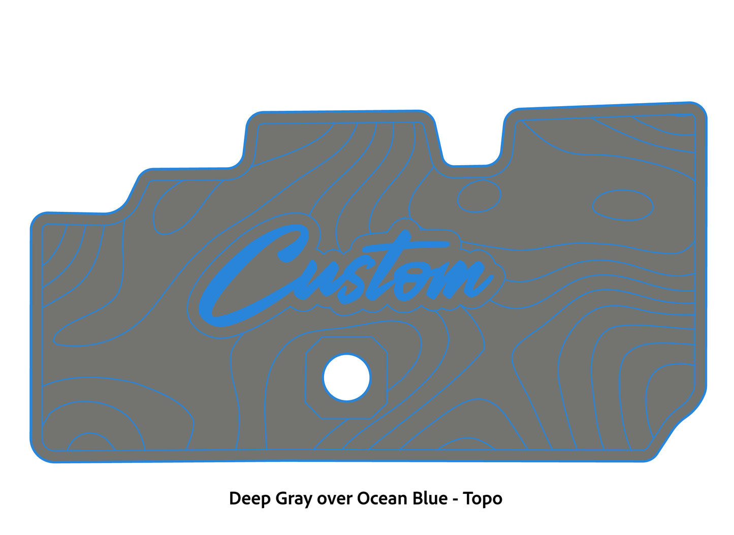Dura-Deck Basscat Cougar custom EVA foam bass boat flooring in deep gray over ocean blue topo pattern