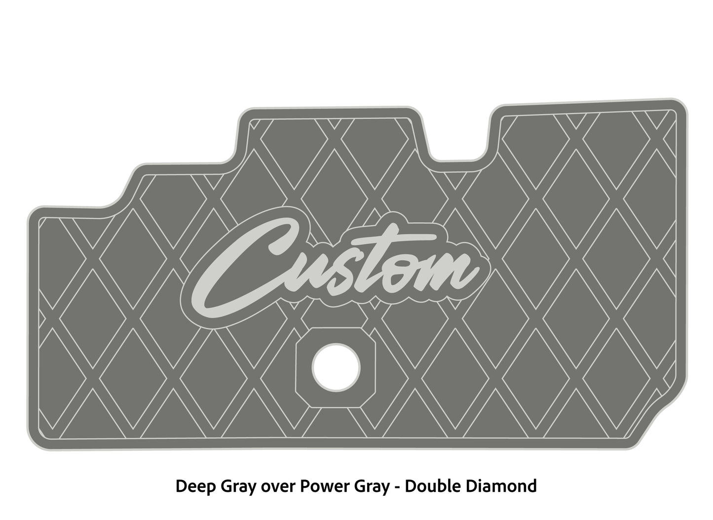 Dura-Deck Basscat Cougar custom EVA foam bass boat flooring in deep gray over power gray double diamond pattern