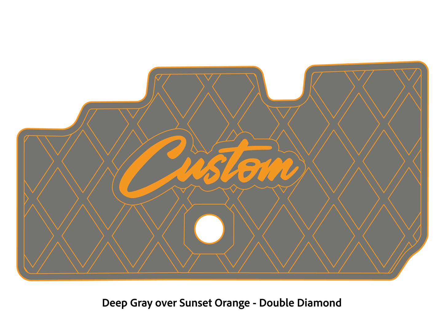Dura-Deck Basscat Cougar custom EVA foam bass boat flooring in deep gray over sunset orange double diamond