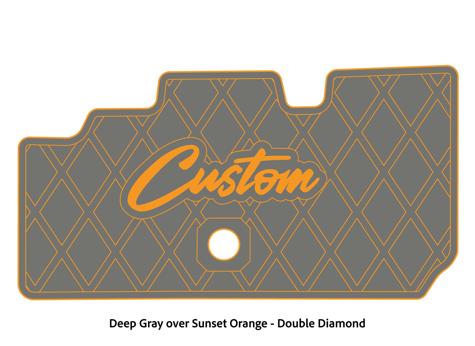 Dura-Deck Basscat Cougar custom EVA foam bass boat flooring in deep gray over sunset orange double diamond