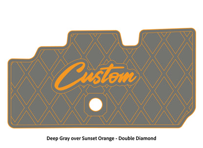 Dura-Deck Basscat Cougar custom EVA foam bass boat flooring in deep gray over sunset orange double diamond