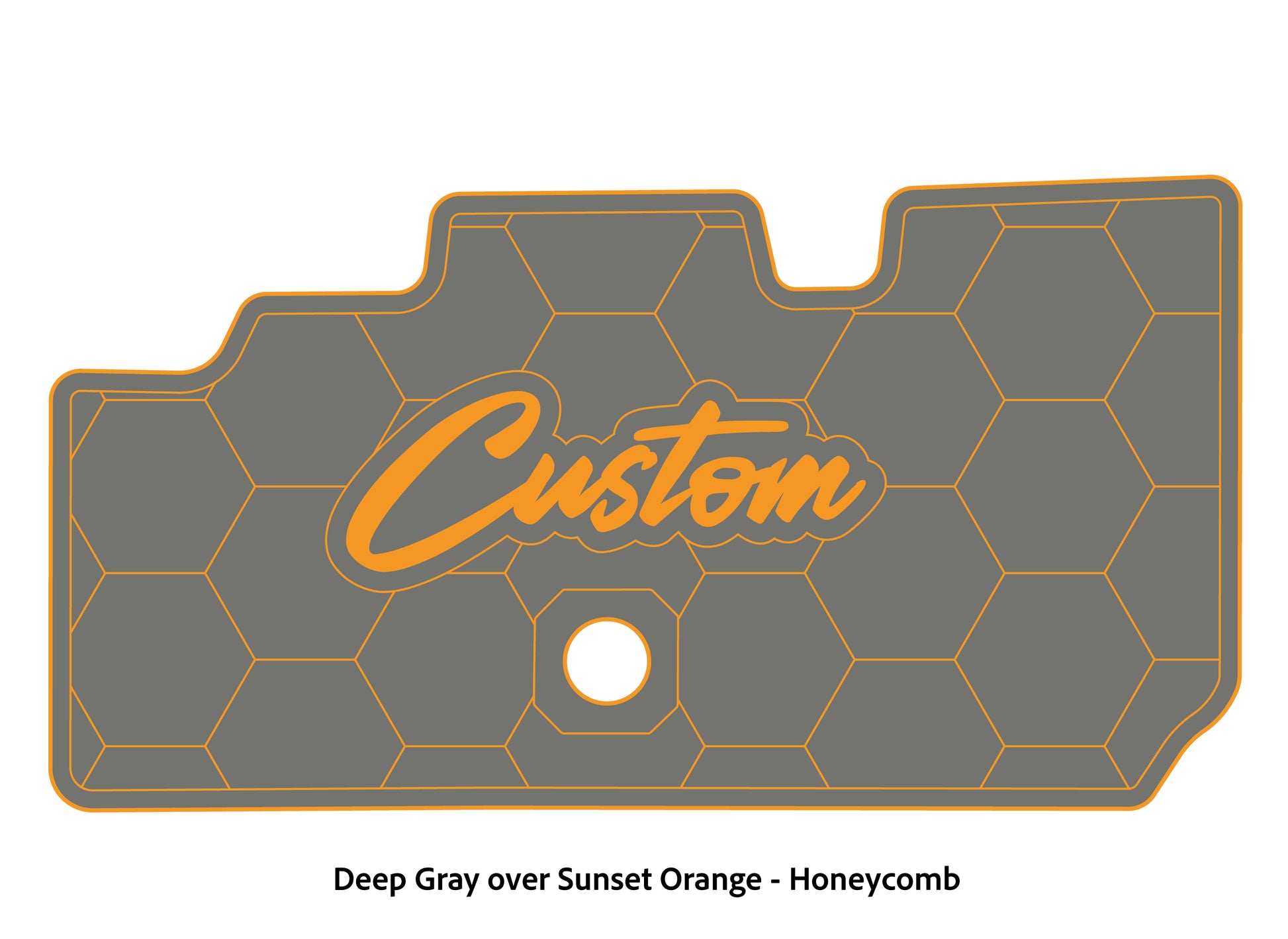 Dura-Deck Basscat Cougar custom EVA foam bass boat flooring in deep gray over sunset orange honeycomb pattern