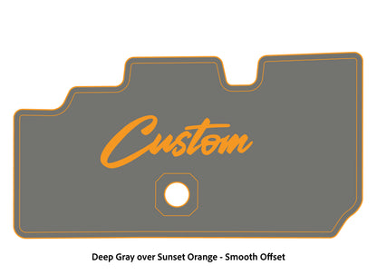 Dura-Deck Basscat Cougar custom EVA foam bass boat flooring in deep gray over sunset orange smooth offset pattern