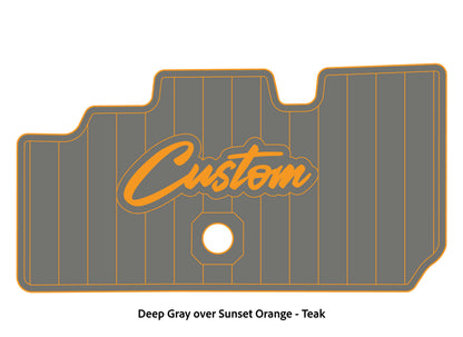 Dura-Deck Basscat Cougar custom EVA foam bass boat flooring in deep gray over sunset orange teak pattern